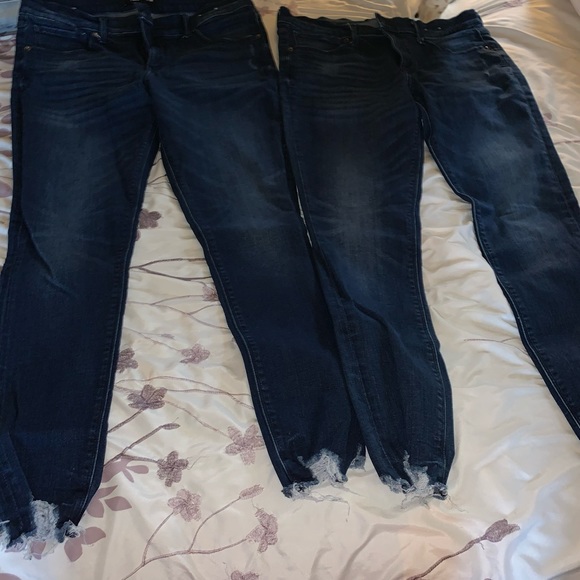 mid rise denim perfect raw hem ankle leggings